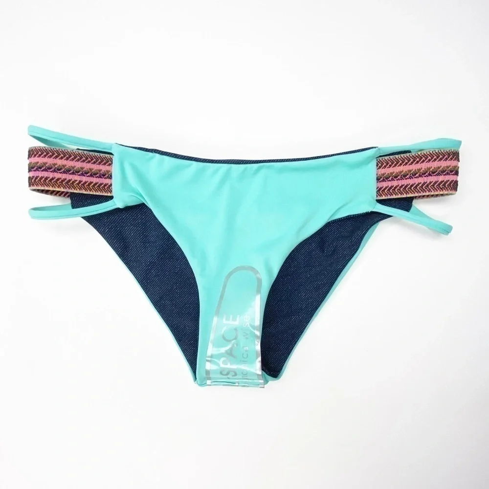 l*space Bikini Bottom ‘Indian Summer’ Reversible Denim Blue XS lspace New NWT